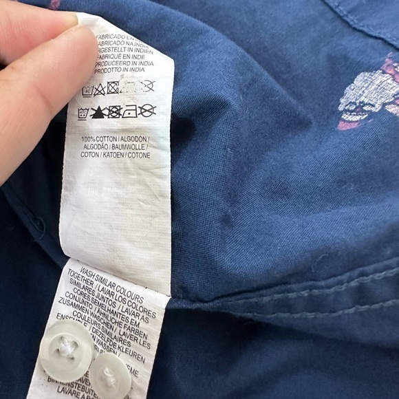 Primark Navy Blue Christmas Button Down Shirt Size Large - Picture 3 of 5